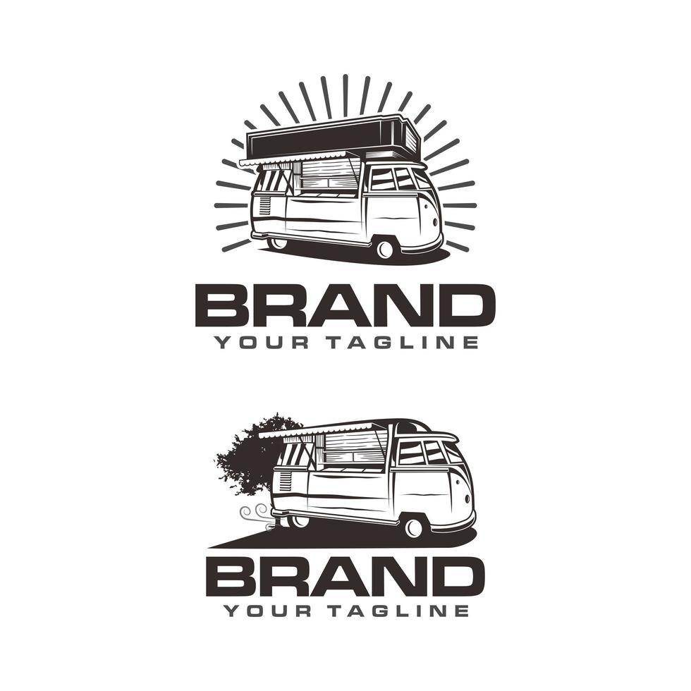 logo vintage del furgone alimentare vettore
