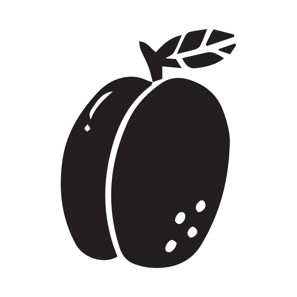 prugna disegnata a mano, frutta nera isolata su sfondo bianco. vettore