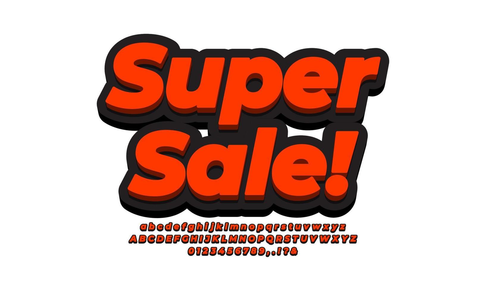 super vendita font testo 3d arancione nero vettore
