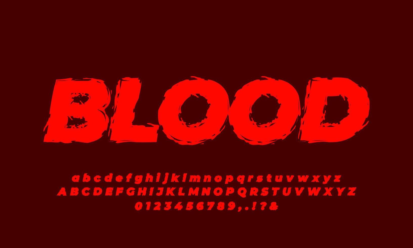 effetto testo rosso sangue vintage o retrò o design in stile effetto carattere vettore
