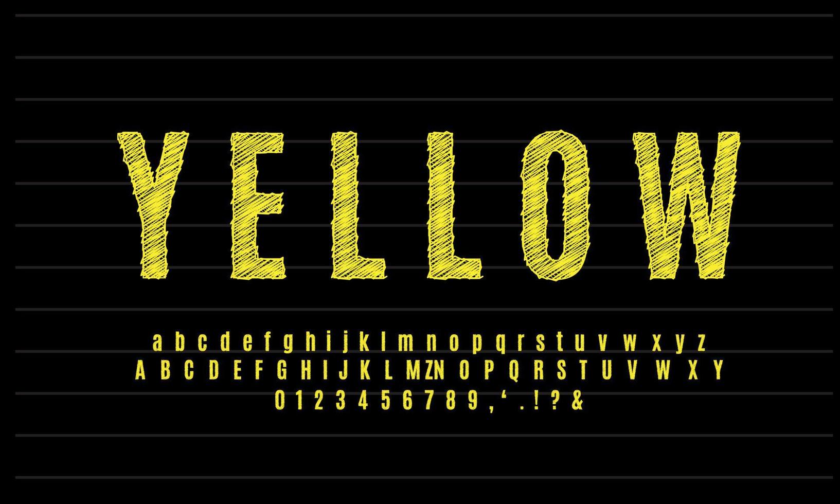 effetto testo schizzo giallo o design in stile effetto carattere vettore