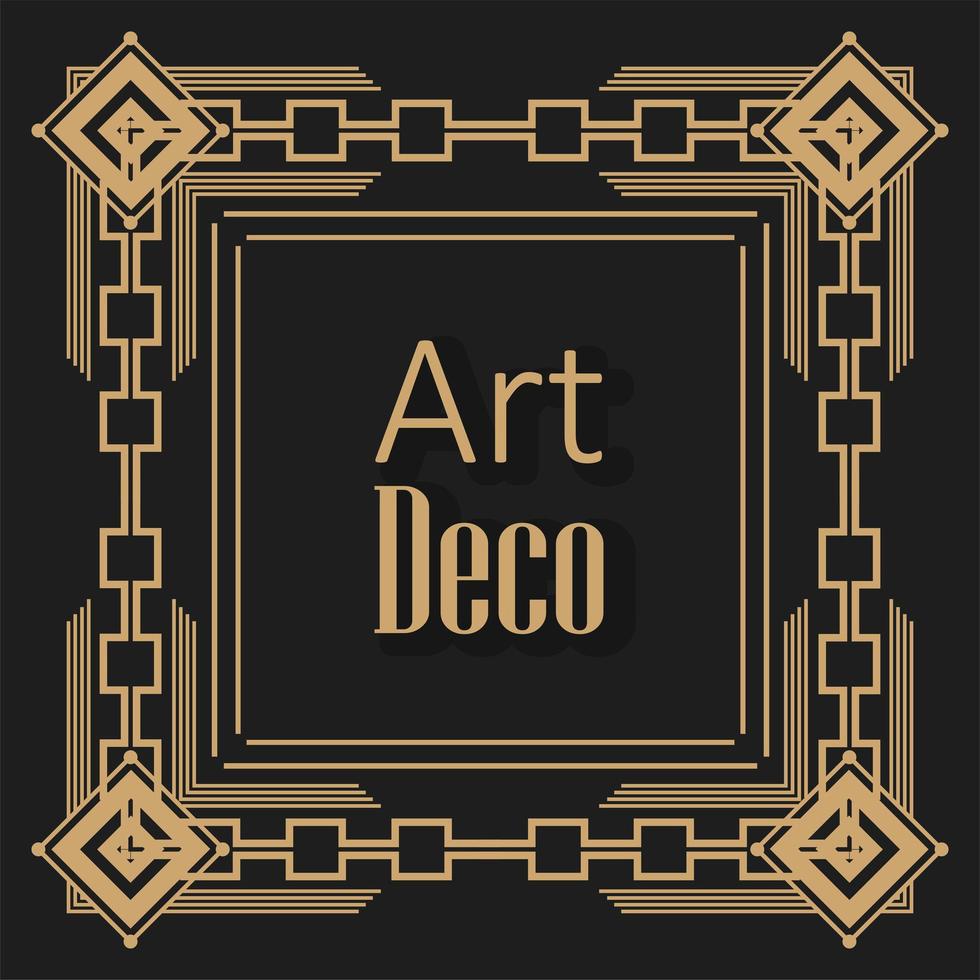 cornici art deco sfondo nero vettore