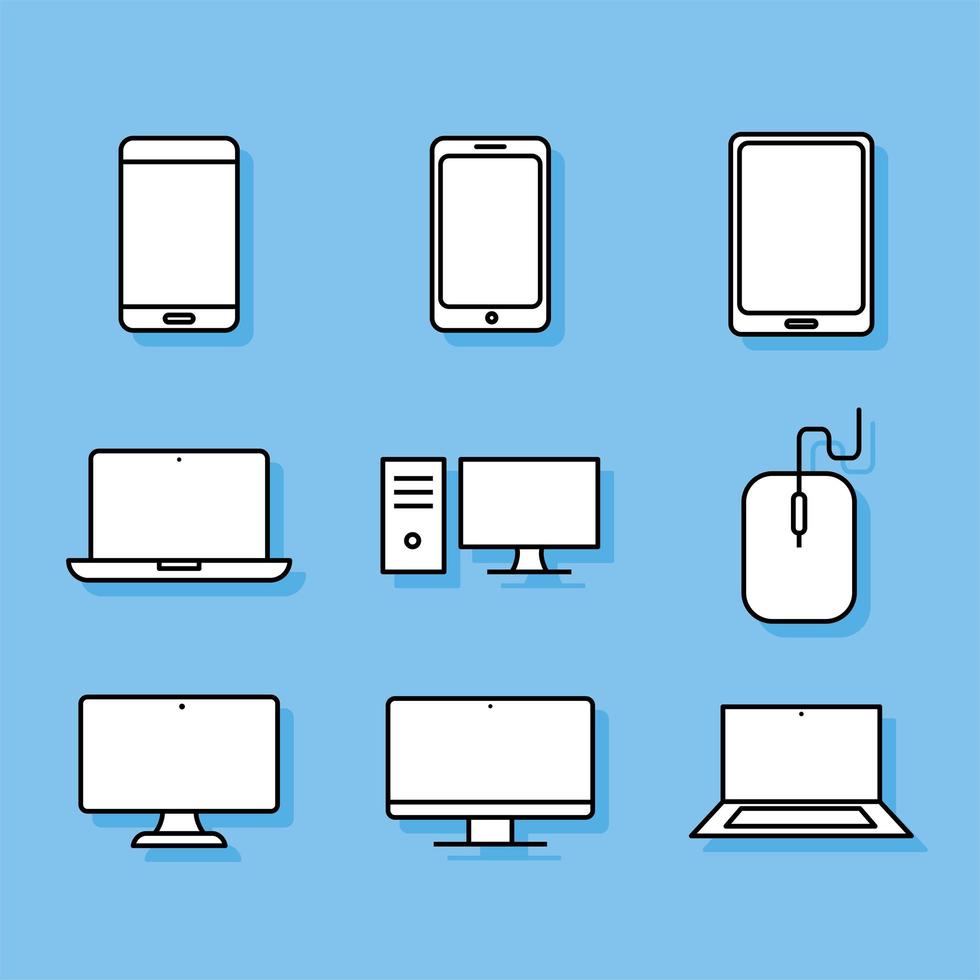 set di dispositivi tecnologici vettore