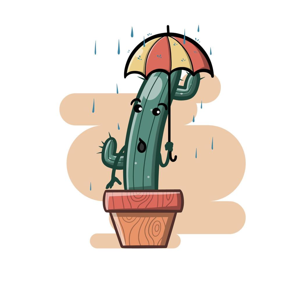 mascotte divertente del fumetto del cactus vettore