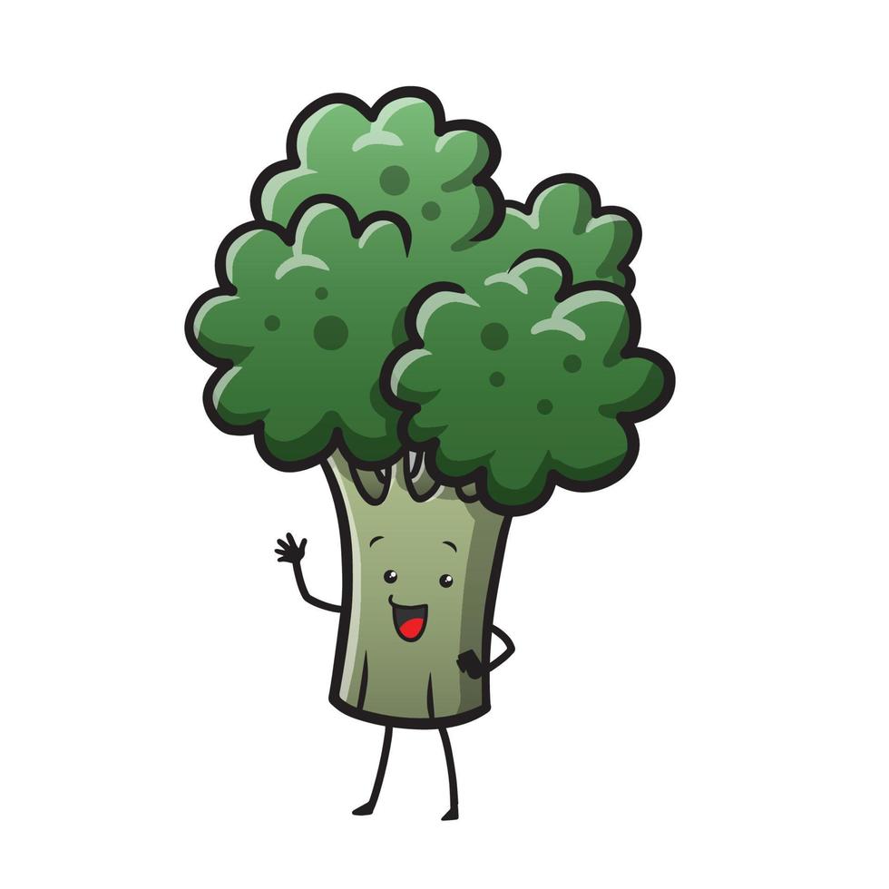 broccoli carino cartone animato verde vettore