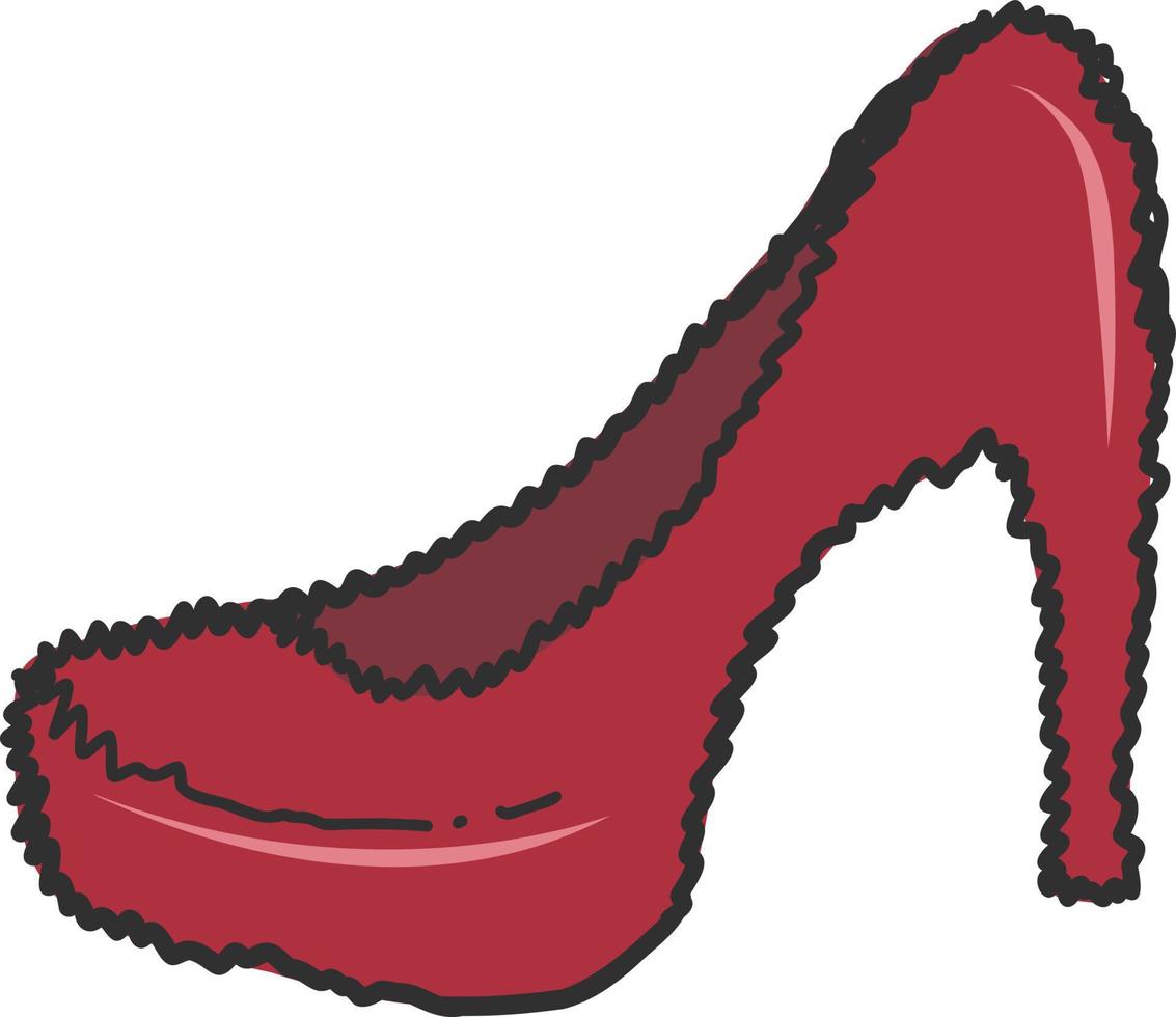 scarpa rossa italiana stilizzata di scarabocchio piatto colorato moderno, illustrazione carina. concetto di punti di riferimento di doodle, oggetto tradizionale d'italia. tema shopping milano, scarpa rossa, ciabatta con tacco. vettore