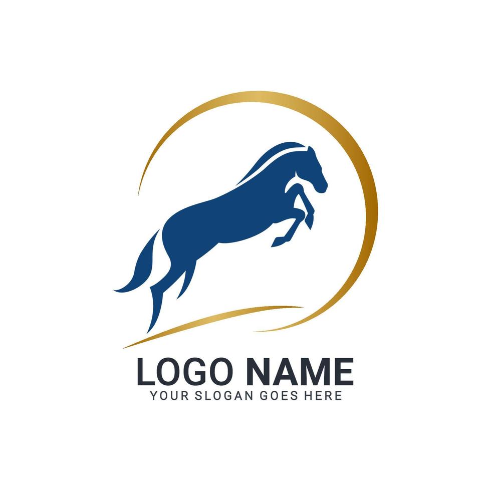 design moderno del logo del cavallo astratto in oro. disegno del logo animale vettore
