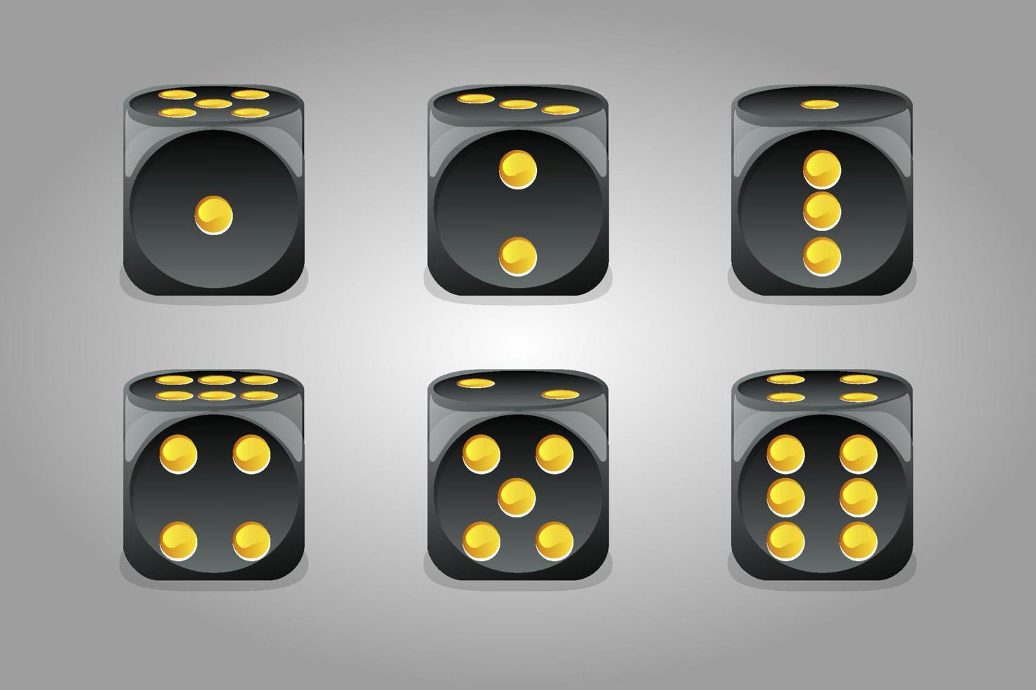 set vettoriale di dadi neri da gioco isolati. una raccolta di dadi da giocare da diverse parti.