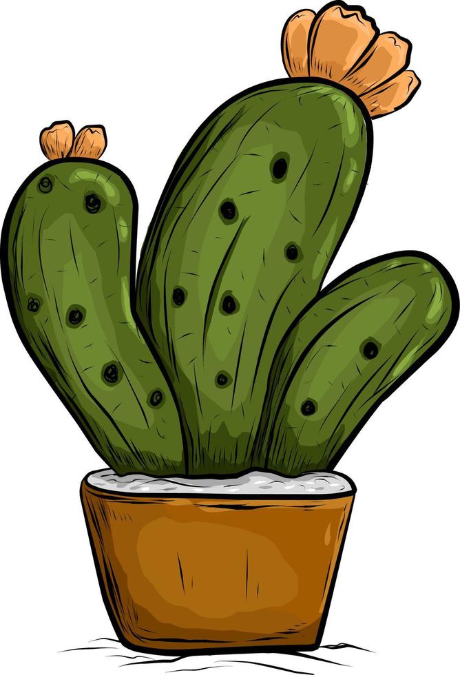 cactus in vaso. illustrazione vettoriale in stile cartone animato.