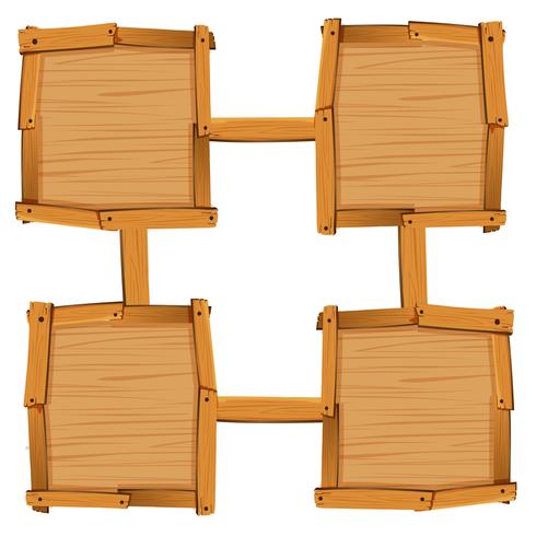 Quattro quadrati di legno come modelli di bordo vettore