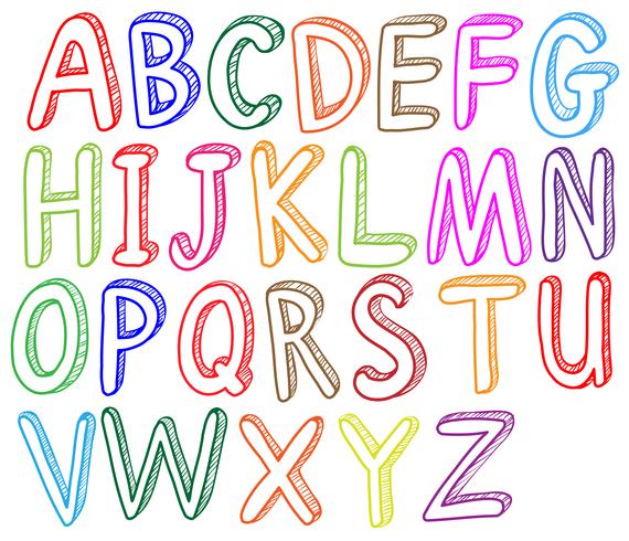 Stili di caratteri colorati dell&#39;alfabeto vettore