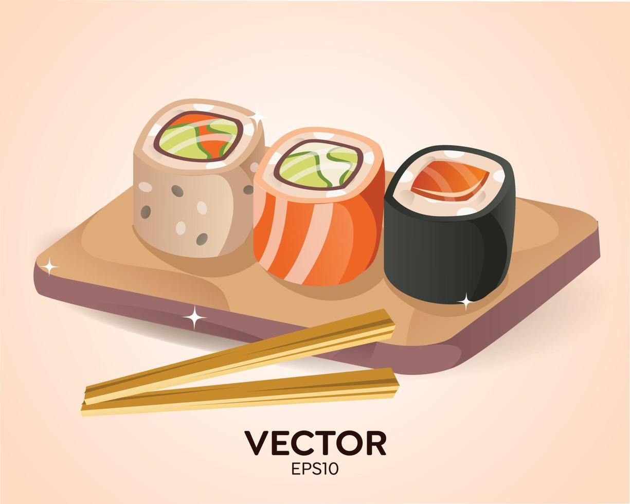 illustrazione di disegno vettoriale di sushi giapponese