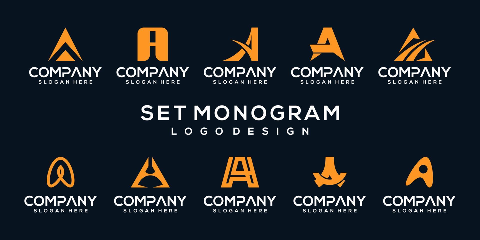 impostare il modello di logo della lettera del monogramma della raccolta vettore