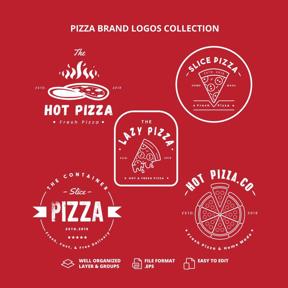 collezione di loghi del marchio pizza vettore