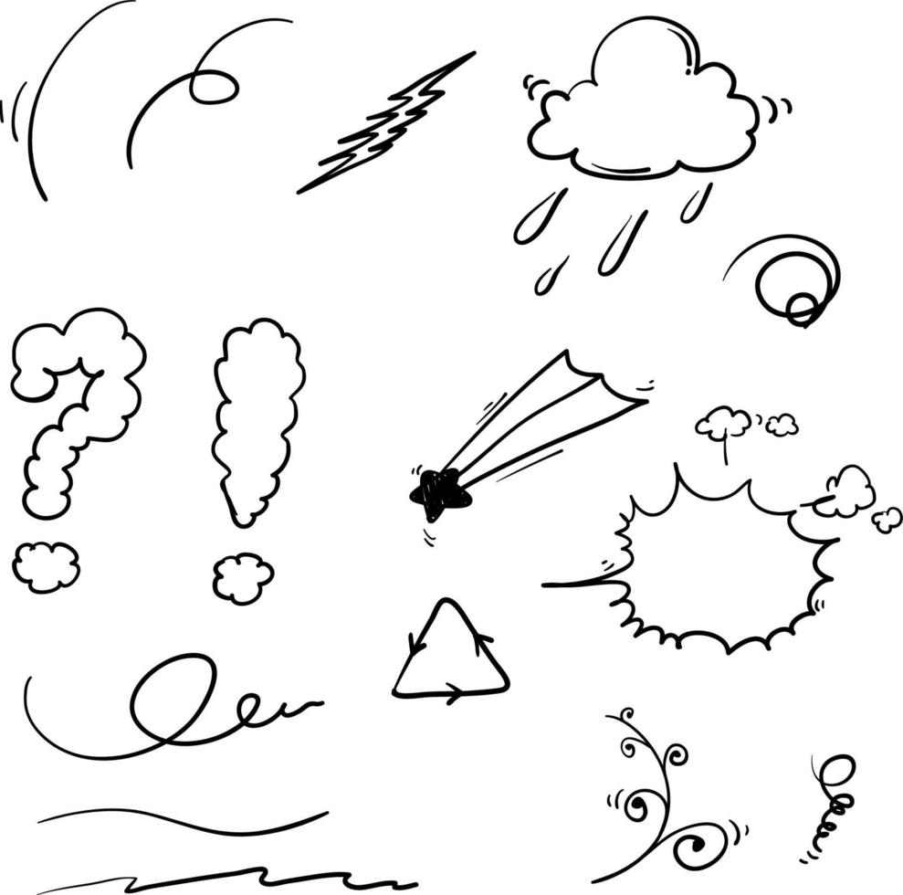 vettore di raccolta dell'illustrazione dell'elemento di doodle disegnato a mano isolato
