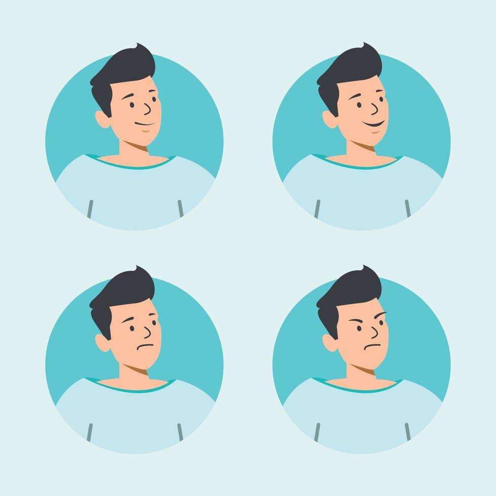 avatar maschio profilo icona emozione imposta vettore illustrazione piatta modello design