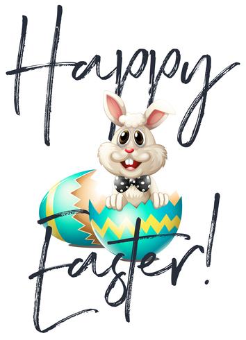 Carta di Pasqua felice con coniglio e uova vettore