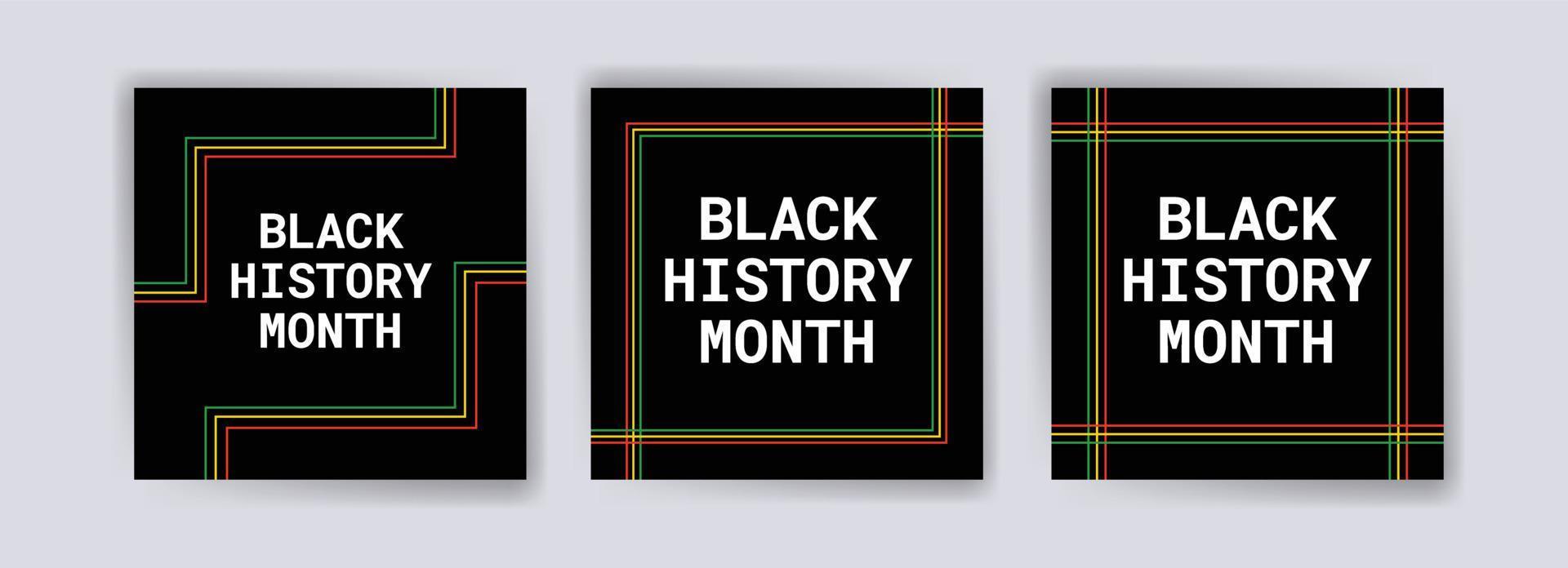 raccolta di post sui social media del mese della storia nera. celebra il mese della storia nera. vettore