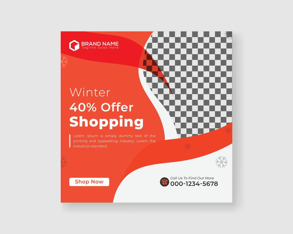 shopping invernale vendita social media volantino quadrato post design vettore