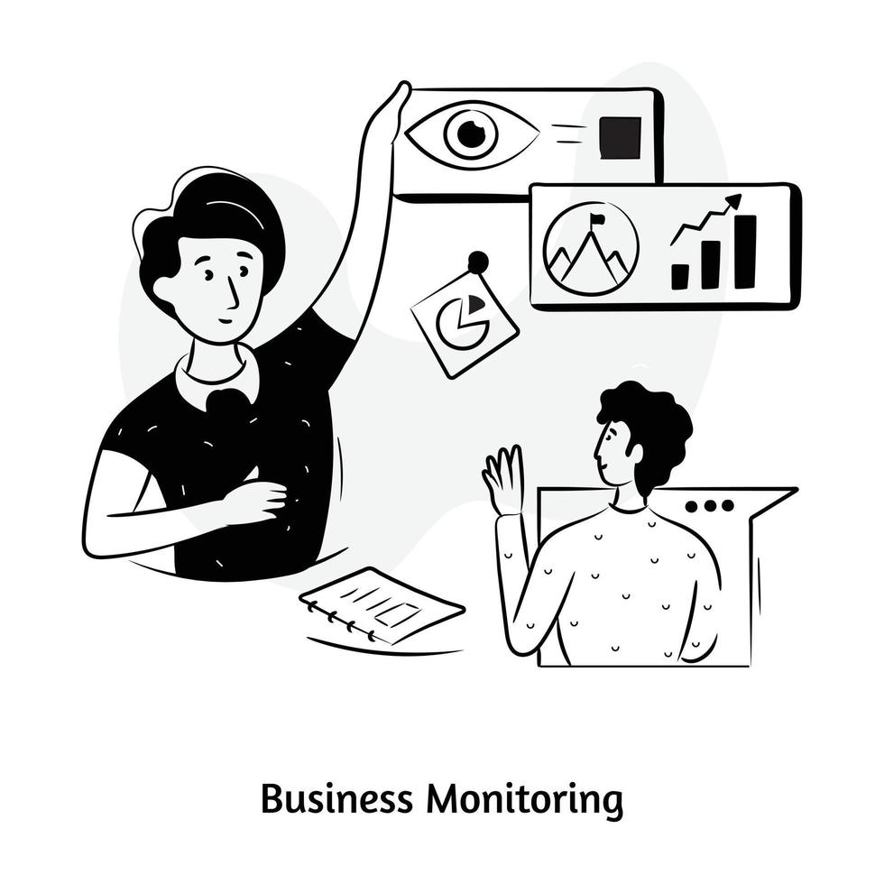 illustrazione disegnata a mano moderna del monitoraggio aziendale vettore