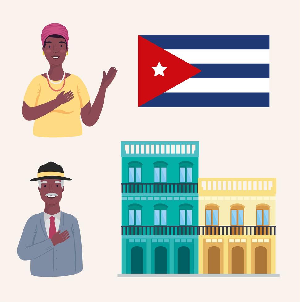 quattro icone del paese di Cuba vettore