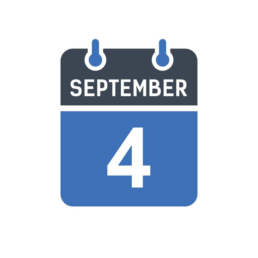 icona della data del calendario del 4 settembre vettore