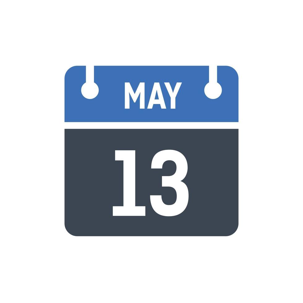 icona della data del calendario del 13 maggio vettore