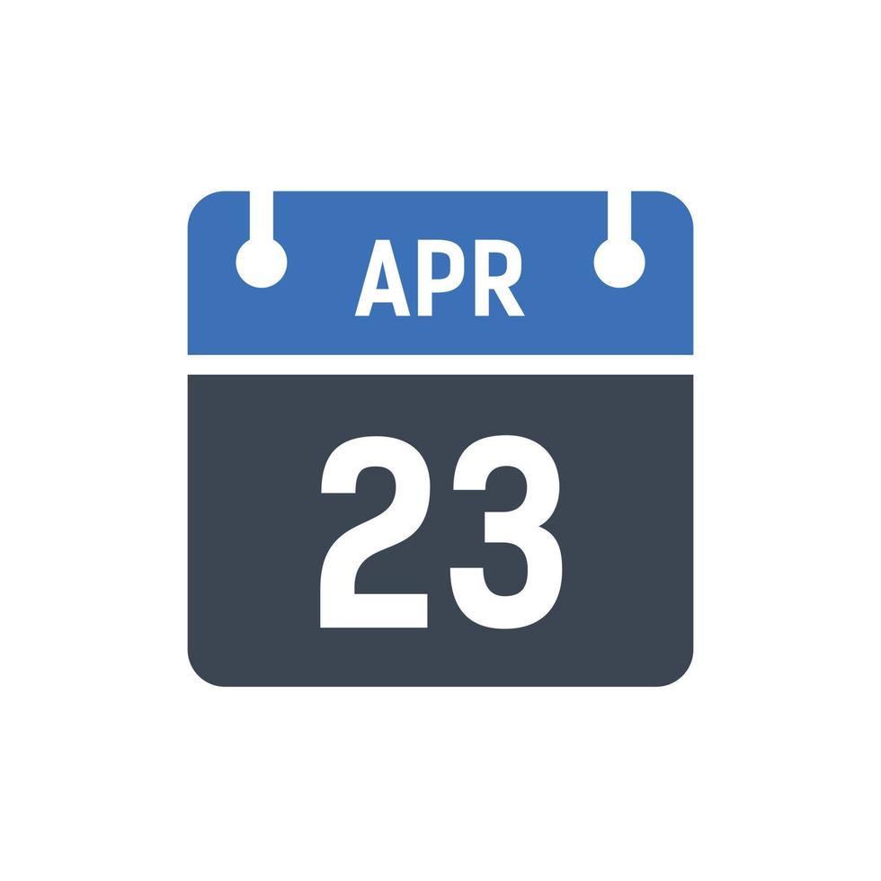 icona della data del calendario del 23 aprile vettore