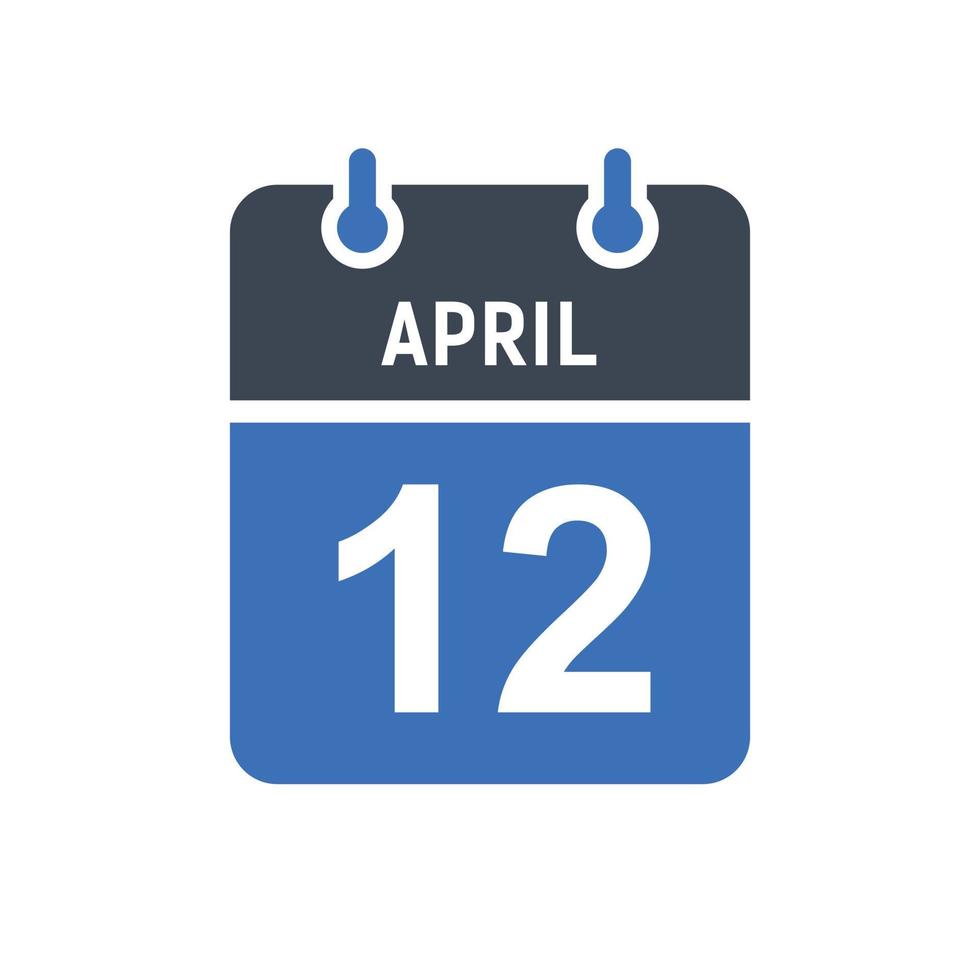 icona della data del calendario del 12 aprile vettore
