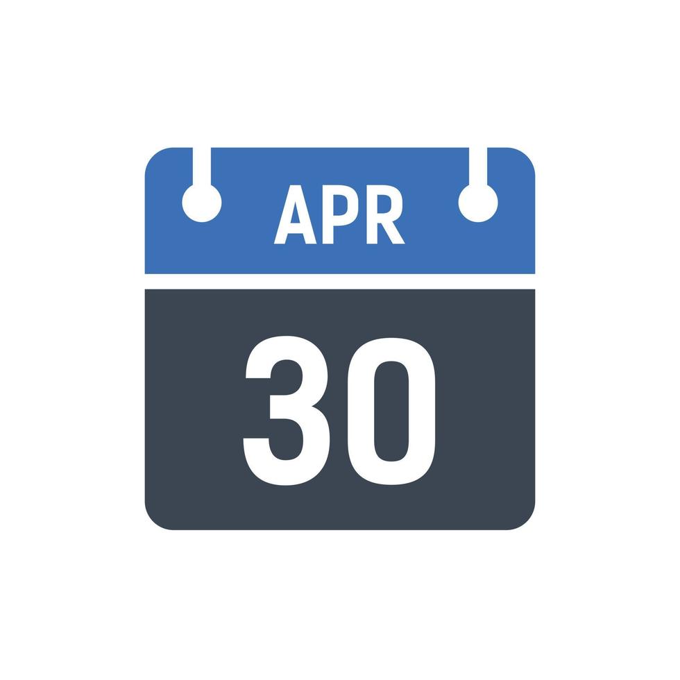 icona della data del calendario del 30 aprile vettore