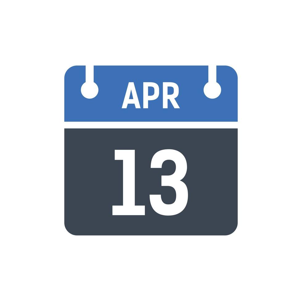 icona della data del calendario del 13 aprile vettore
