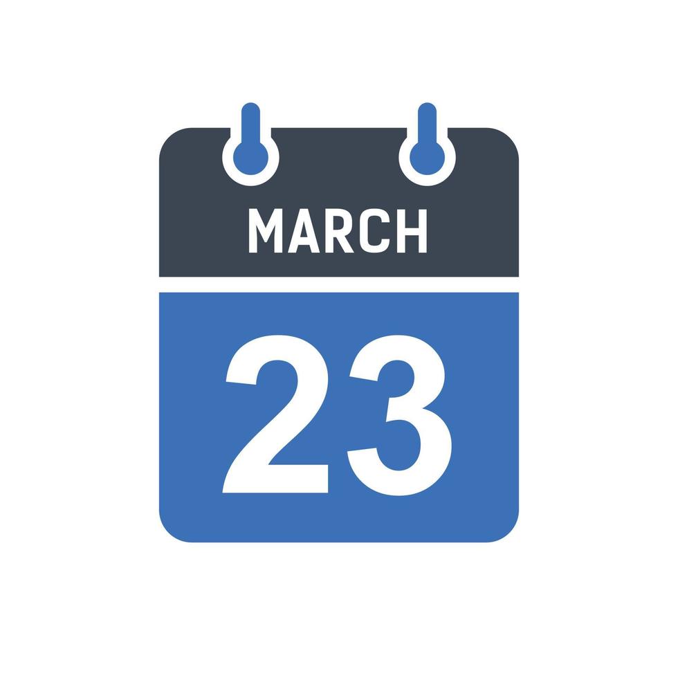 icona della data del calendario del 23 marzo vettore