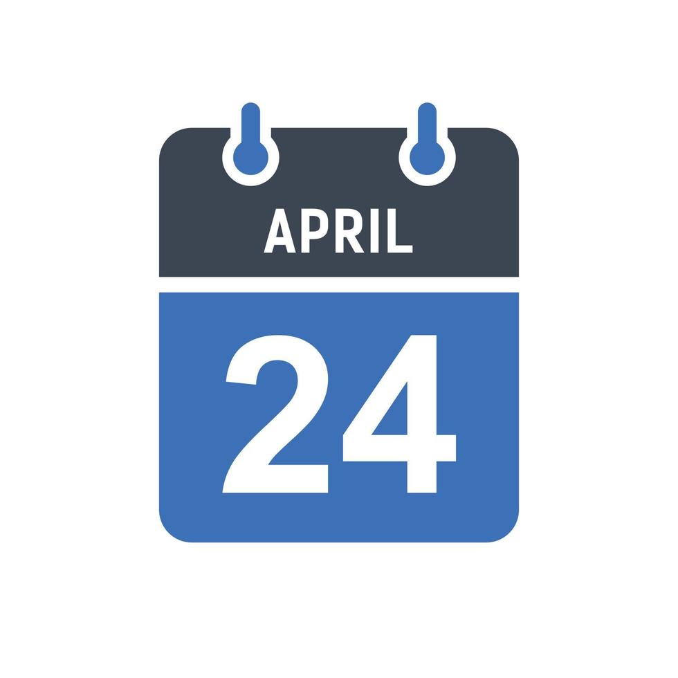 icona della data del calendario del 24 aprile vettore