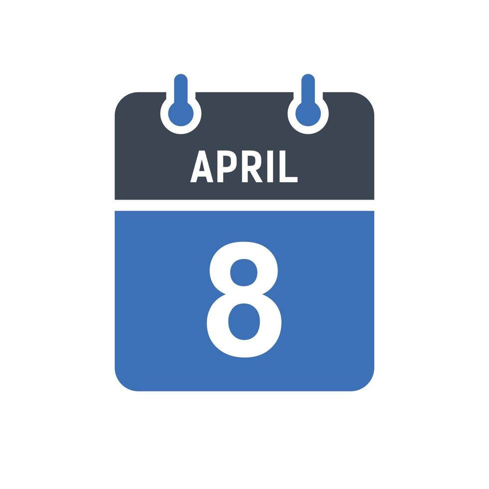 icona della data del calendario dell'8 aprile vettore