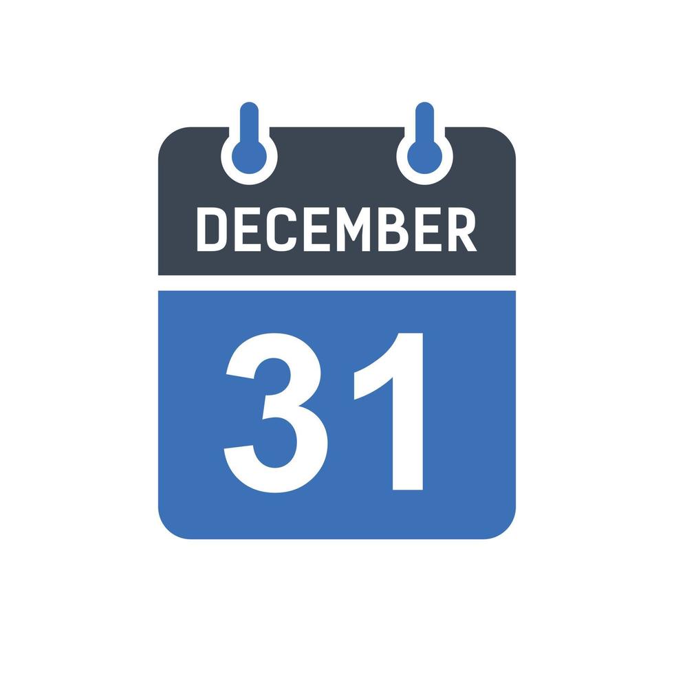 icona della data del calendario del 31 dicembre vettore