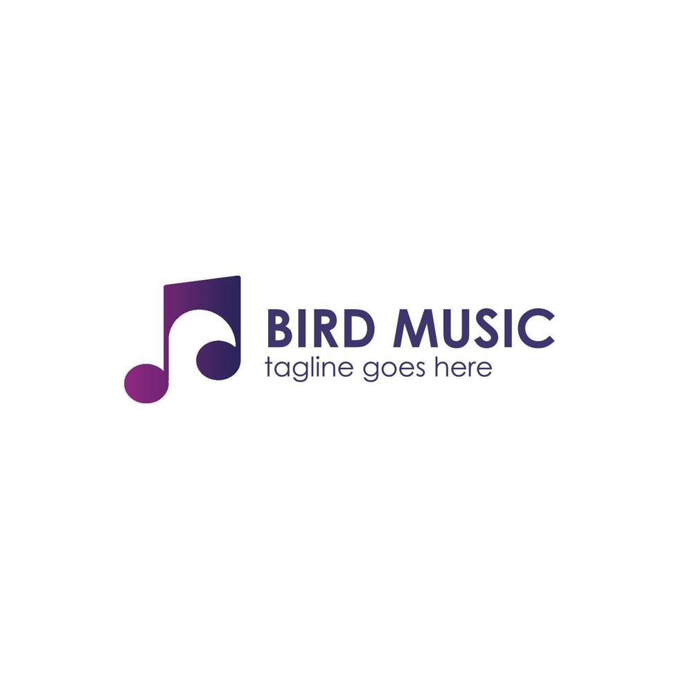 disegno del modello di logo di musica degli uccelli vettore