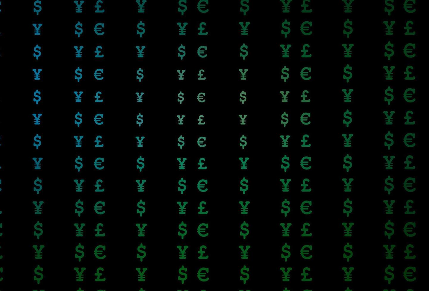 modello vettoriale blu scuro, verde con eur, usd, gbp, jpy.