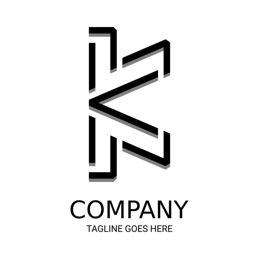 design del logo 3d lettera k unico, semplice e molto interessante. perfetto per magliette e altro. vettore