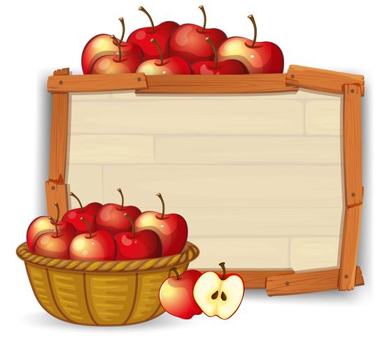 Merce nel carrello della mela sul banner in legno vettore