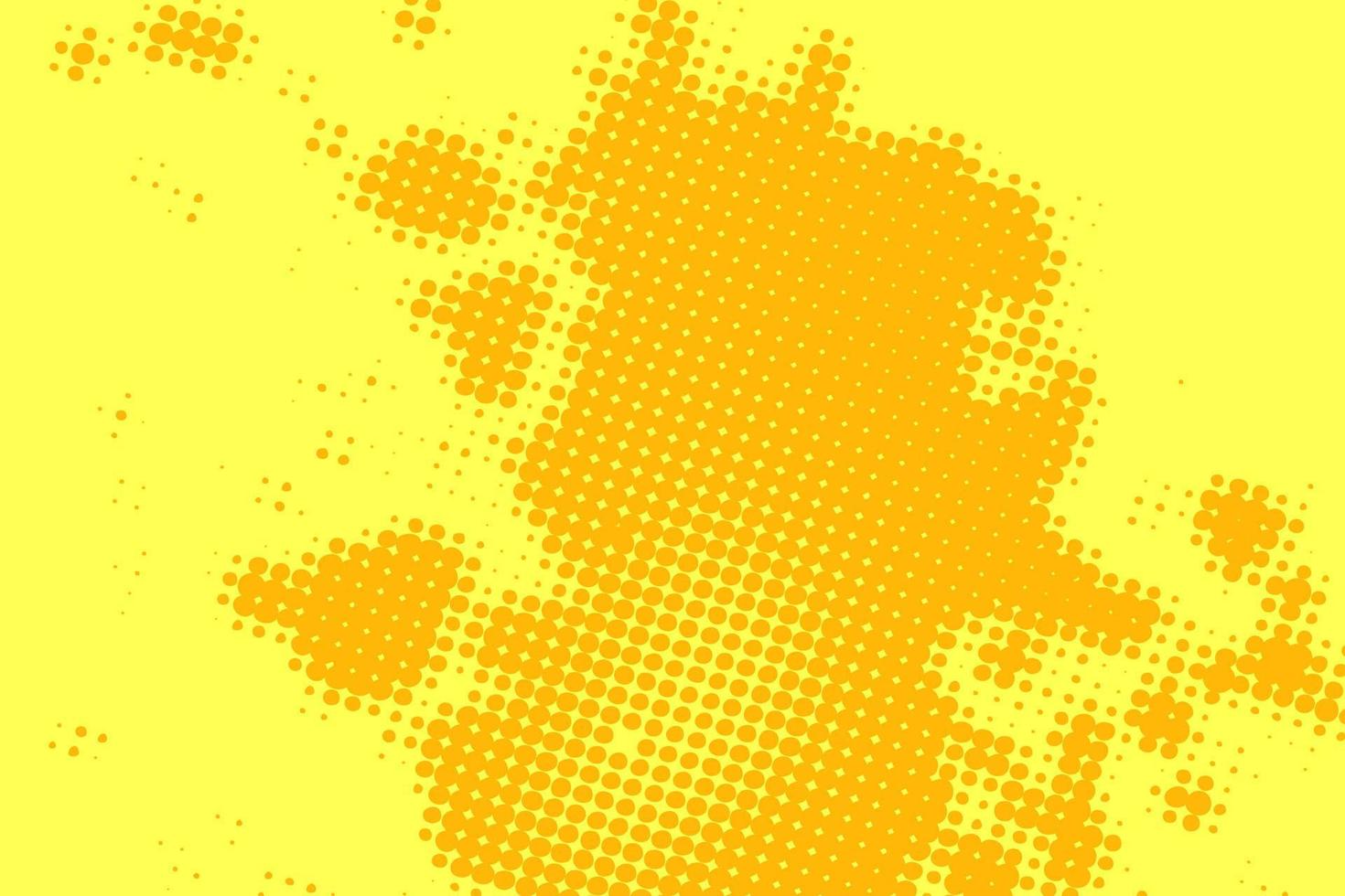 giallo arancione mezzitoni sfondo casuale motivo punteggiato, punto, cerchi. trama di arte moderna vettoriale per poster, biglietti da visita, copertina, mock-up di etichette, layout di adesivi