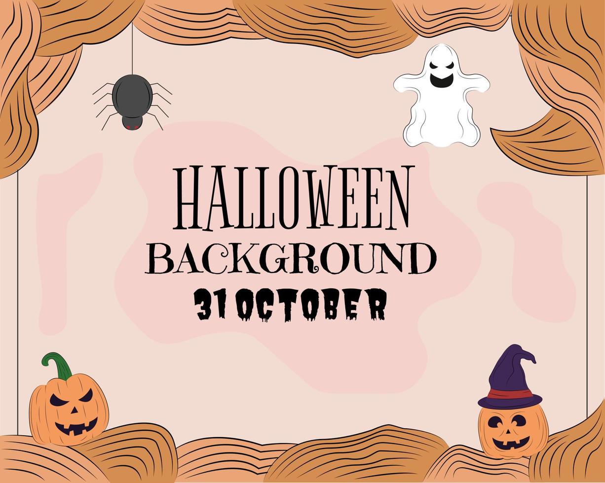 illustrazione disegnata a mano disegno vettoriale di sfondo di halloween con area di testo vuota dello spazio di copia