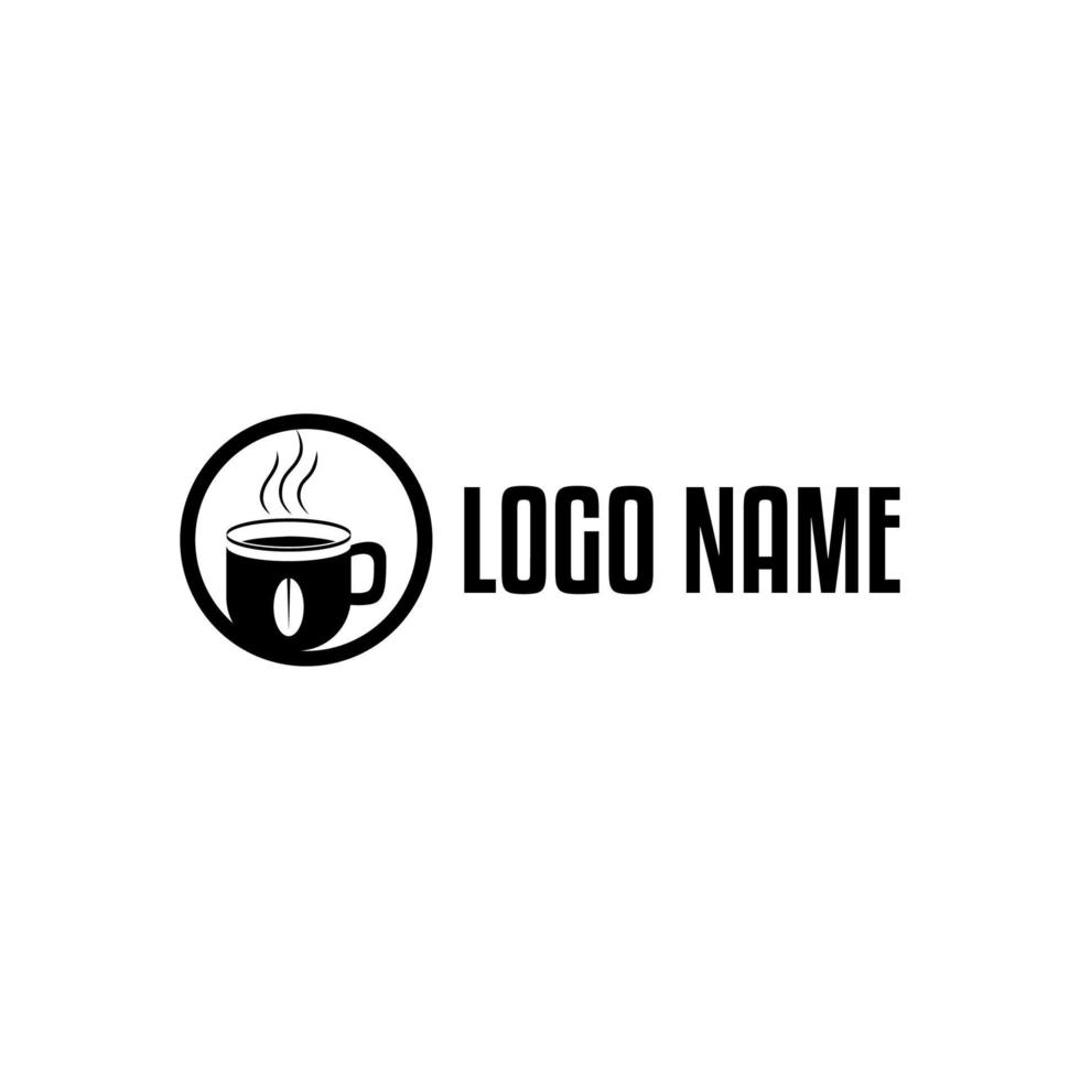 design semplice del logo della tazza della tazza di caffè con il colore nero vettore
