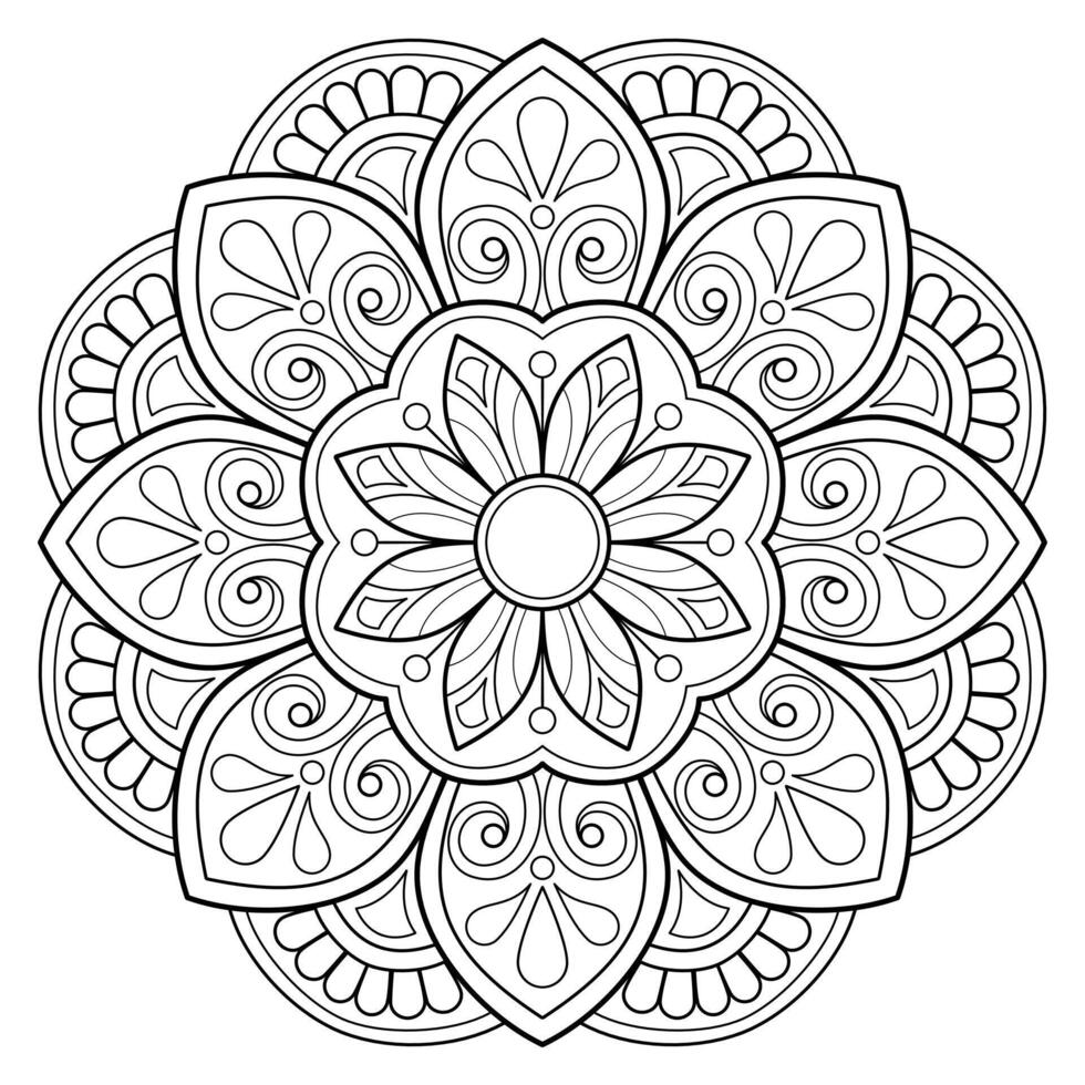 modello astratto della mandala di vettore. arte sul muro. libro da colorare modello in pizzo il tatuaggio. design per una camicia di vernice per carta da parati e un design adesivo per piastrelle, ornamento decorativo a cerchio in stile etnico orientale vettore