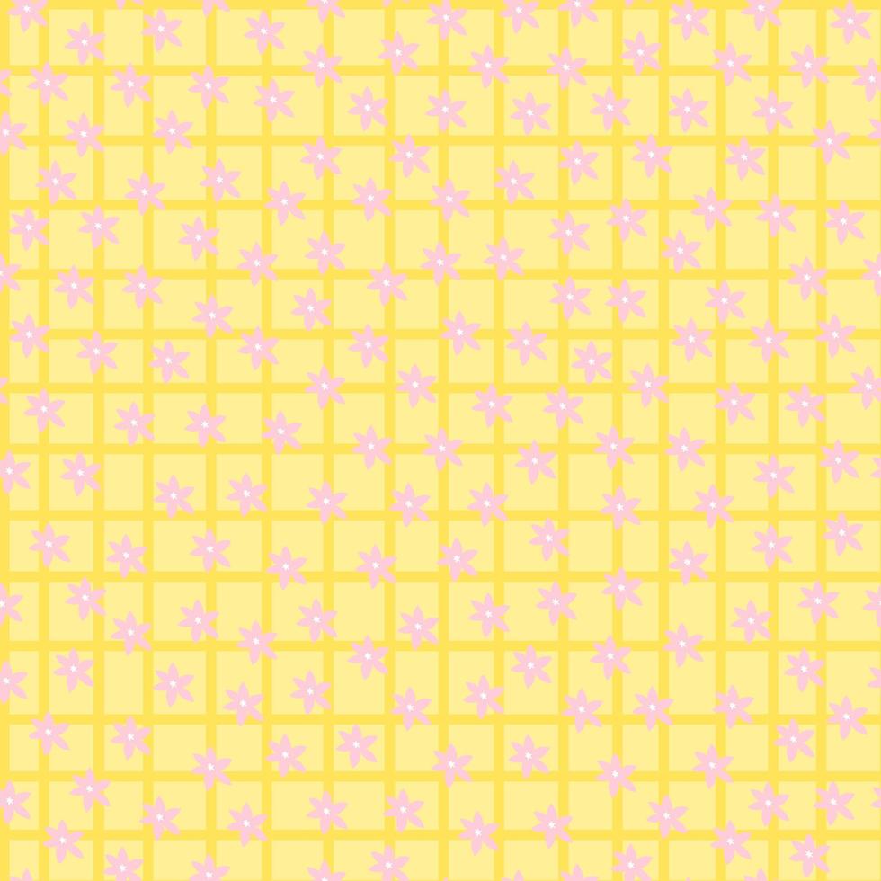 modello carino senza cuciture giallo con fiori rosa pallido. progettazione di copertine, tessuti, involucri. illustrazione vettoriale