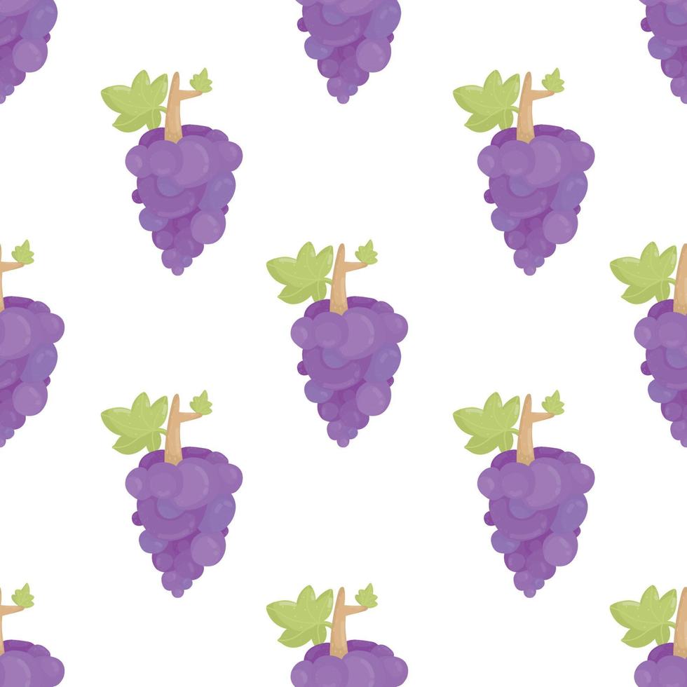 grappolo d'uva senza cuciture su sfondo bianco con foglie, cibo biologico fresco vettore