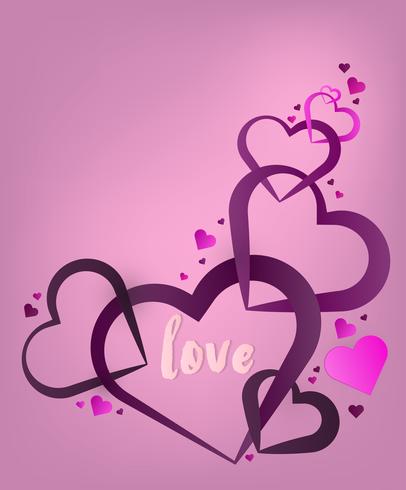 Cuore di San Valentino Fondo decorativo del cuore con i cuori dei biglietti di S. Valentino. concetto di amore e San Valentino, stile di arte della carta. vettore