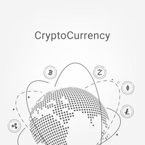 Fondo astratto di tecnologia di blockchain della criptovaluta. illustrazione vettoriale. vettore