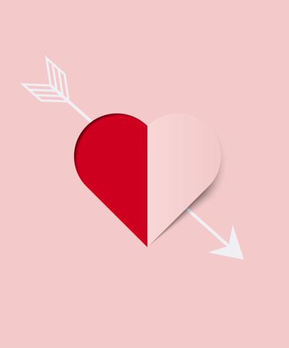 Carta di San Valentino con carta cuore. Illustrazione vettoriale