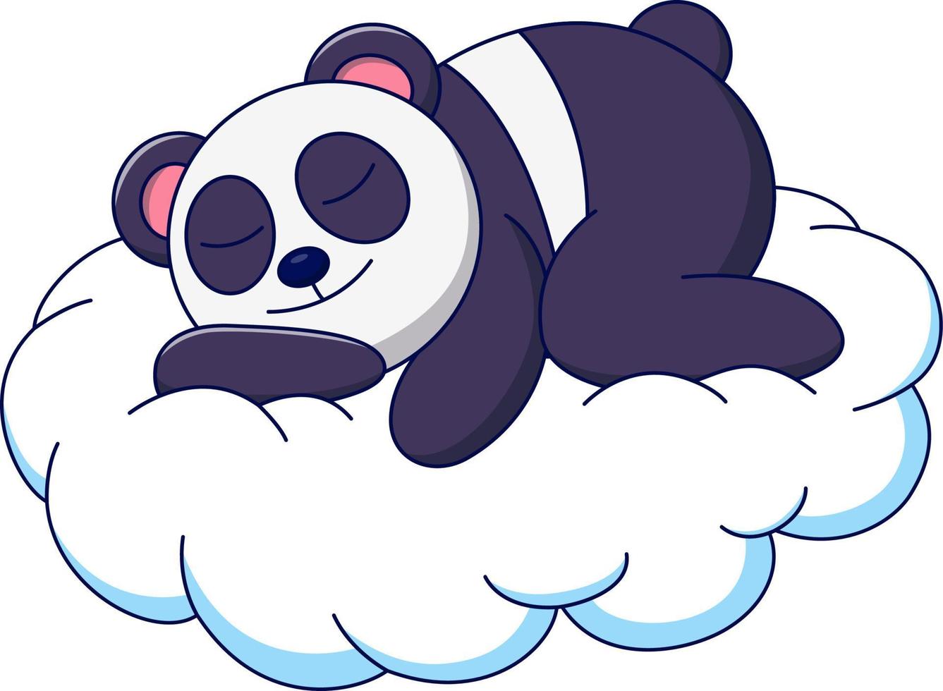 panda sveglio del fumetto che dorme sulla nuvola vettore