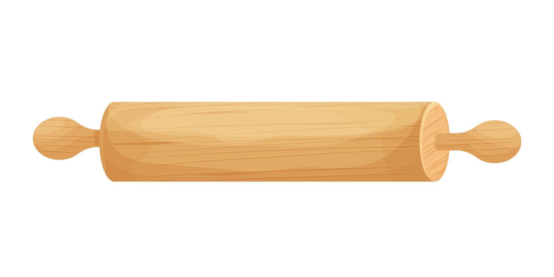 mattarello con struttura in legno in stile cartone animato isolato illustrazione su sfondo bianco. utensili tradizionali, attrezzatura da cucina. . illustrazione vettoriale